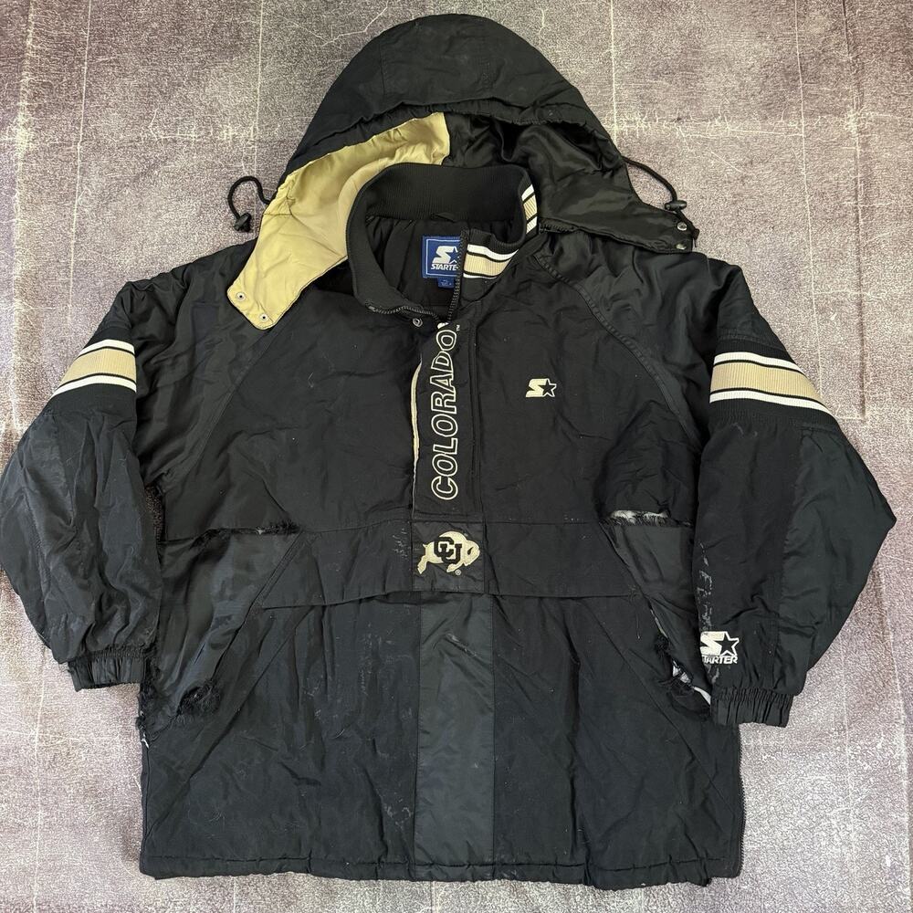 Men's Vintage 90's Starter Colorado Buffaloes CU Buffs Black Puffer Jacket Sz XL
